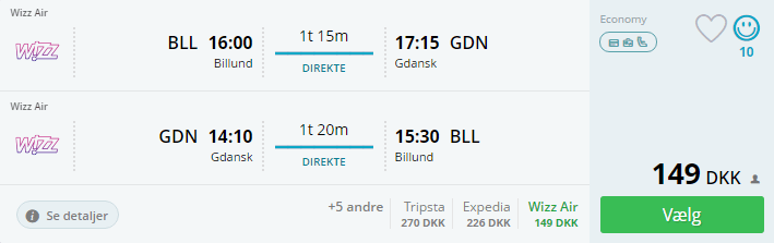 Billige flybilletter til Gdansk i Polen