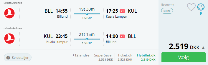 Billige flybilletter til Kuala Lumpur