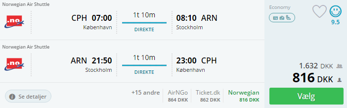 Flybilletter til Stockholm i Sverige