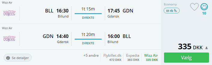 Flybilletter fra Billund til Gdansk i Polen