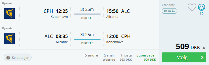 Flybilletter til Alicante i Spanien