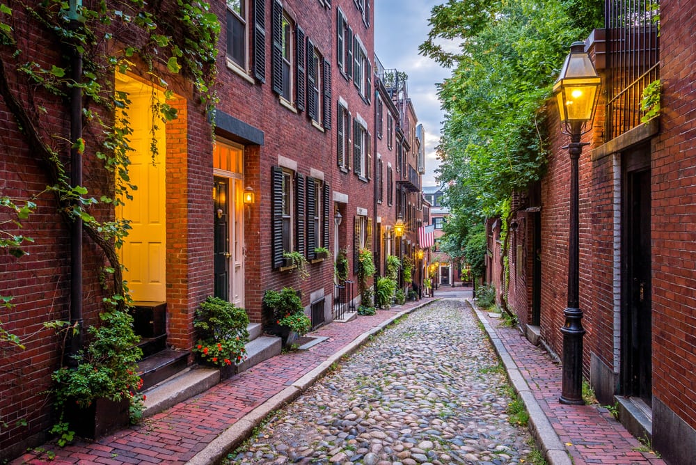 Acorn Street - Boston i Massachusetts - USA