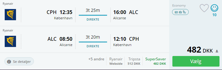 Flybilletter til Alicante i Spanien