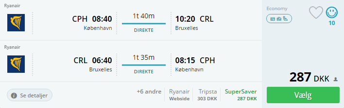 Flybilletter til Bruxelles i Belgien