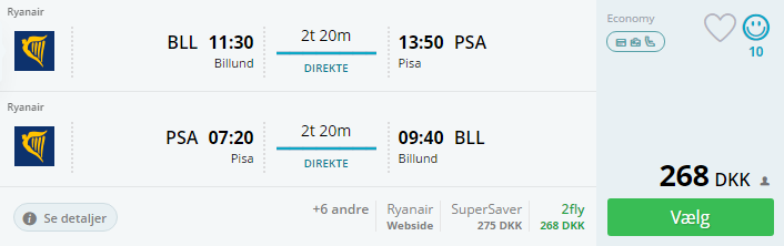 Billige flybilletter til Pisa i Italien