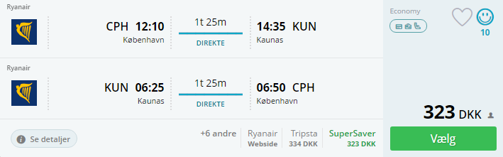 Billige flybilletter til Kaunas i Litauen