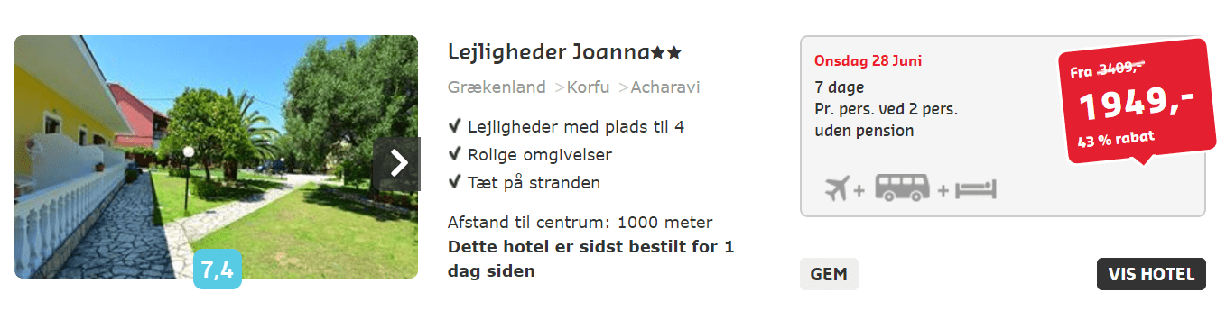 Billig charter til Acharavi på Korfu