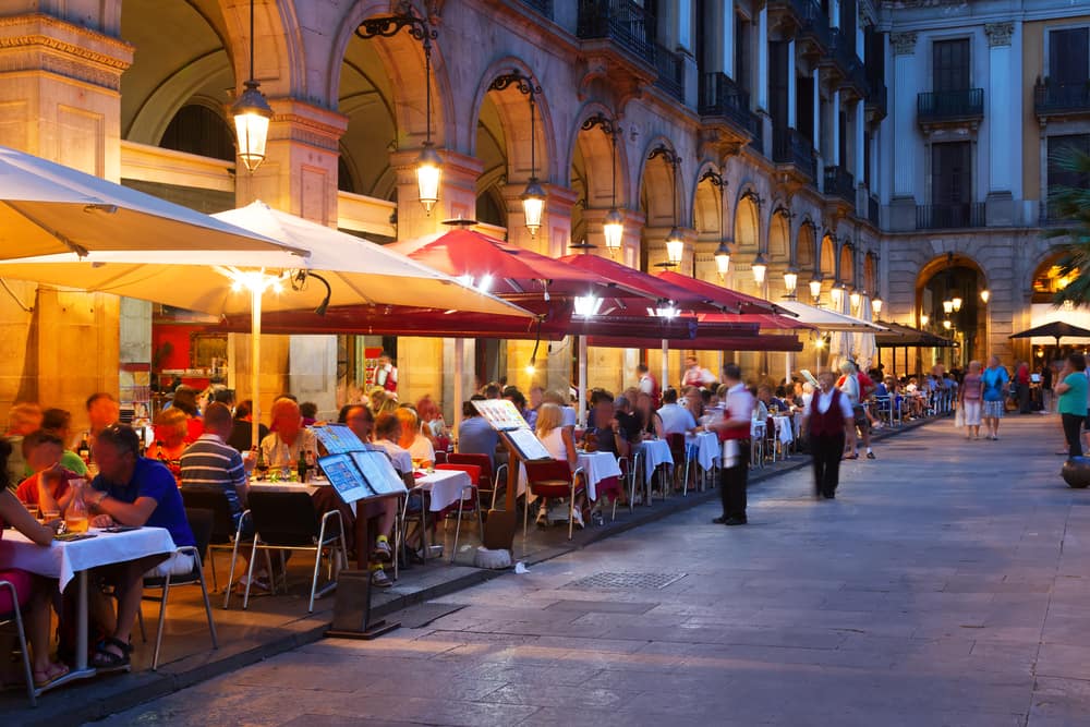 Restaurant på Placa Reial - Barcelona i Spanien