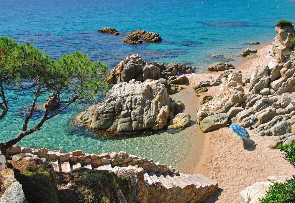 Strand nær Lloret de Mar - Costa Brava i Spanien