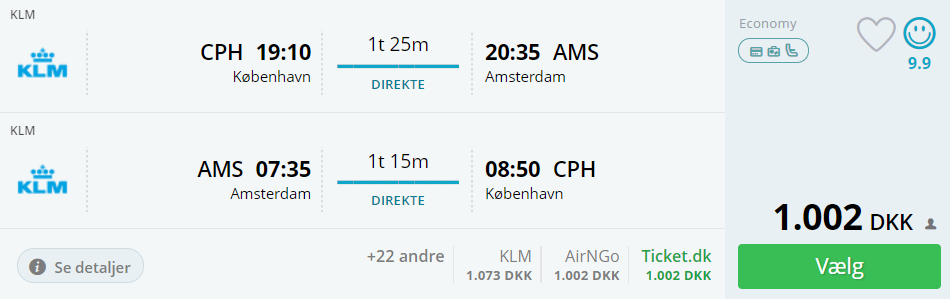 Flybilletter til Amsterdam i efterårsferien