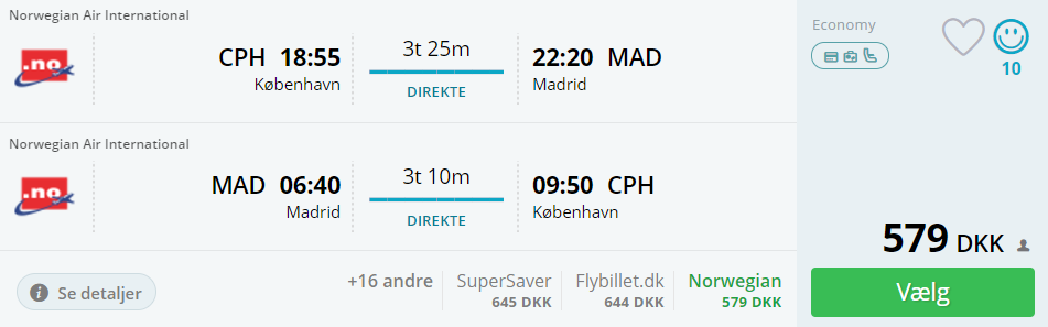 Flybilletter til Madrid i efterårsferien