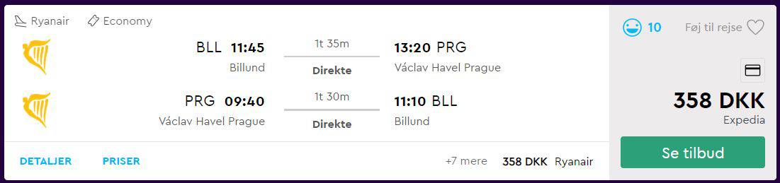 Billige flybilletter fra Billund til Prag
