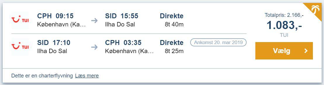 Flybilletter fra København til Kap Verde