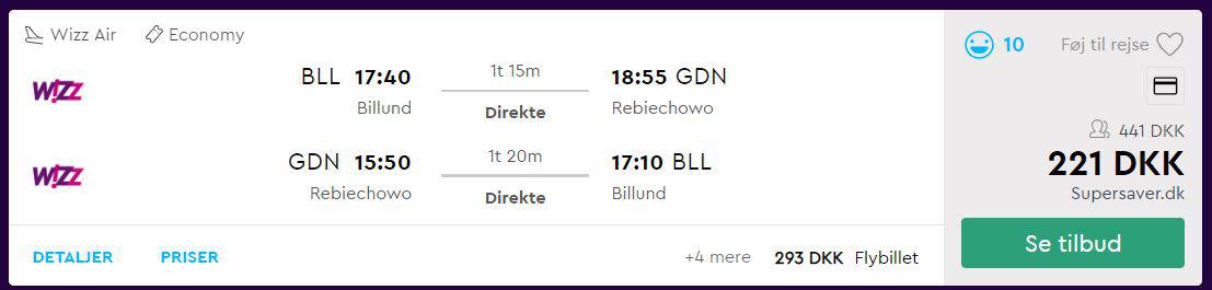 Fly fra Billund til Gdansk i Polen