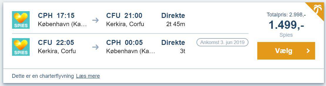 Flybilletter fra København til Korfu