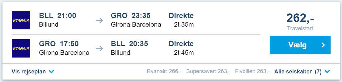 Flybilletter fra Billund til Barcelona