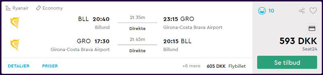 Flybilletter fra Billund til Girona