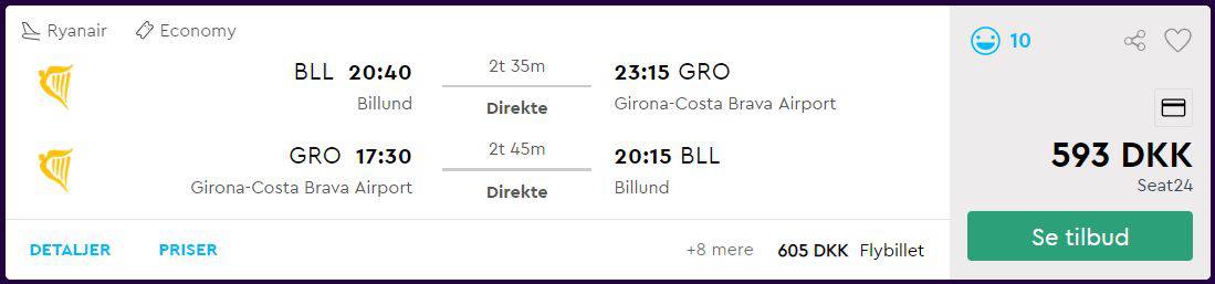 Flybilletter fra Billund til Girona