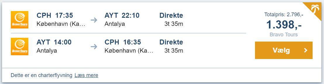 Flybilletter fra København til Antalya