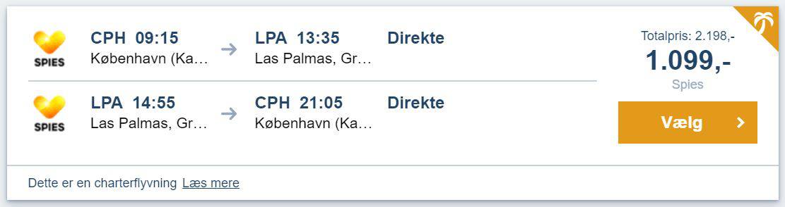 Flybilletter fra København til Gran Canaria