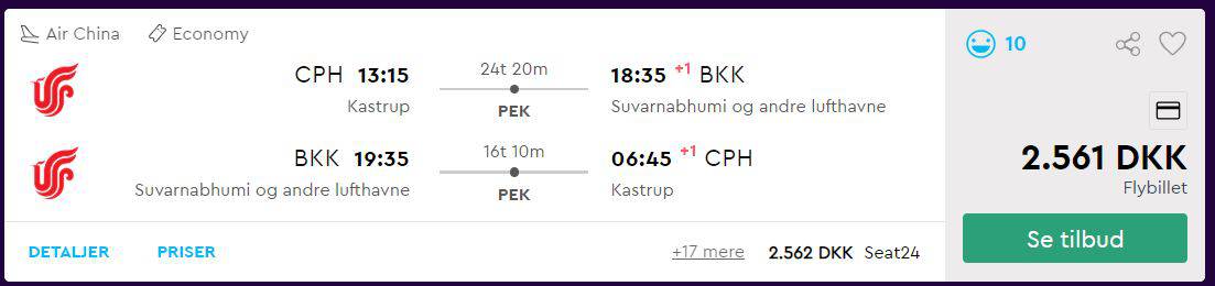 Flybilletter fra København til Hua Hin i Thailand