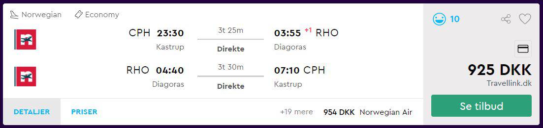 Flybilletter fra København til Rhodos