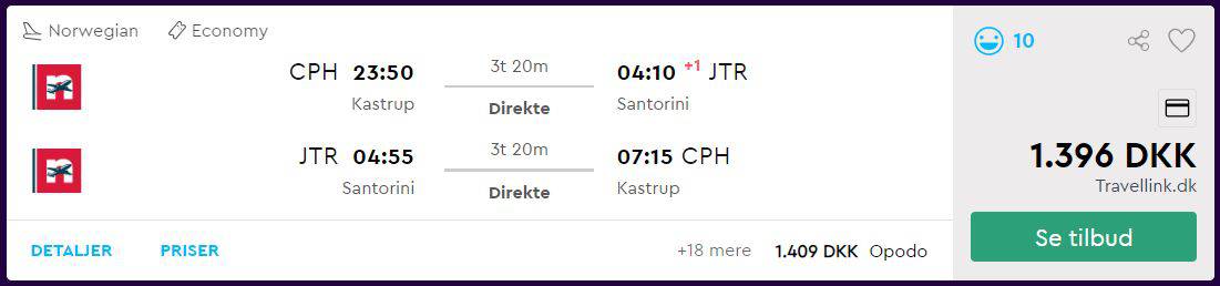 Flybilletter fra København til Santorini