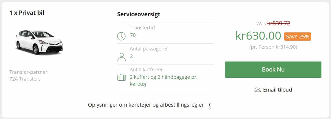 Transfer fra lufthavn til hotel