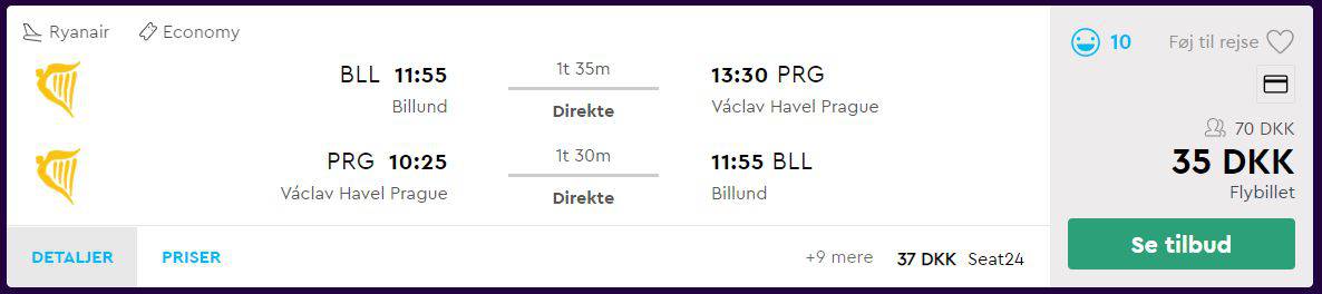 Billige flybilletter fra Billund til Prag