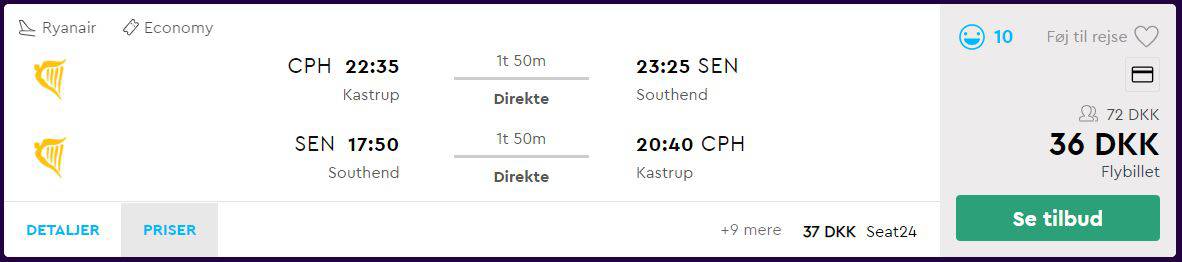 Billige flybilletter fra København til London
