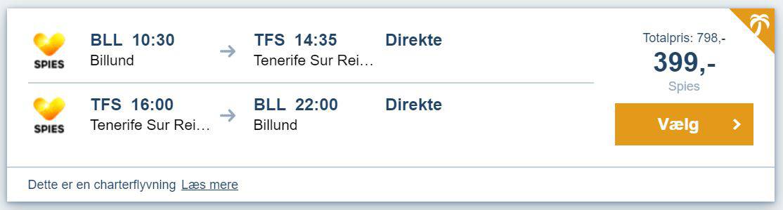 Flybilletter fra Billund til Tenerife
