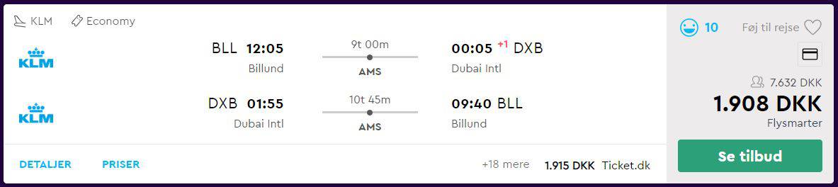Flybilletter fra Billund til Dubai