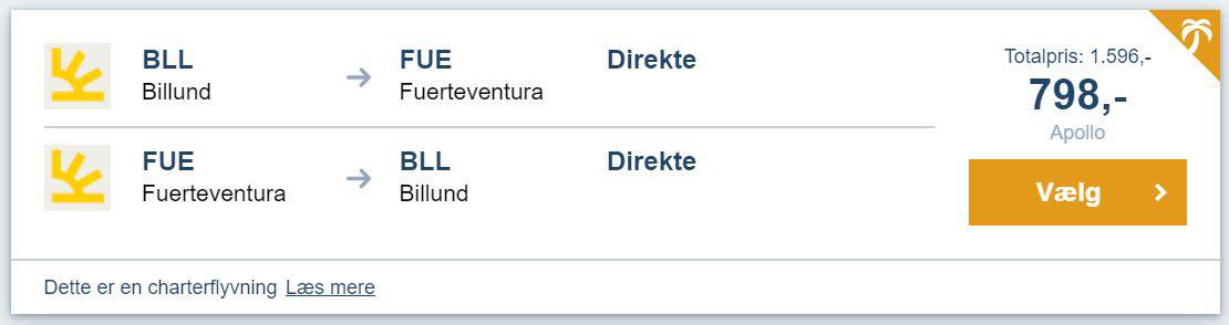 Billige flybilletter fra Billund til Fuerteventura