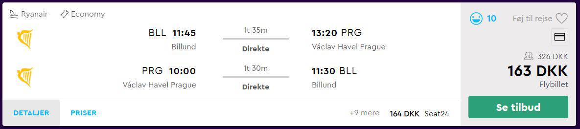 Flybilletter fra Billund til Prag