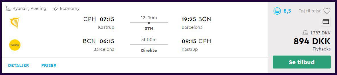 Flybilletter fra København til Barcelona