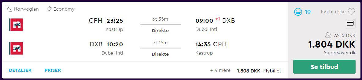 Flybilletter fra København til Dubai