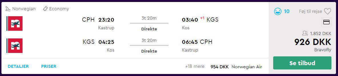 Flybilletter fra København til Kos