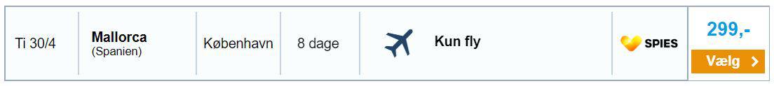 Flybilletter fra København til Mallorca i Spanien