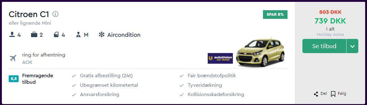 Lejebil på Karpathos i Grækenland