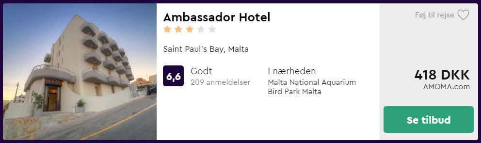 Ambassador Hotel - Malta i Spanien