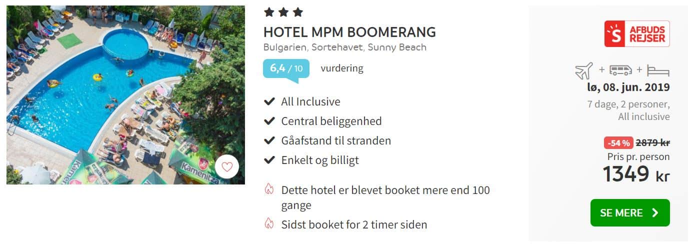 Chartertilbud til Sunny Beach