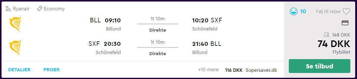 Flybilletter fra Billund til Berlin