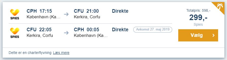 Flybilletter fra Kbh. til Korfu