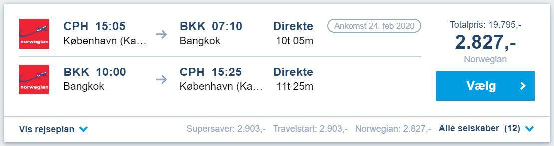 Flybilletter fra København til Bangkok