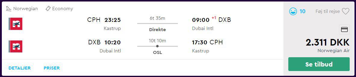 Flybilletter fra København til Dubai