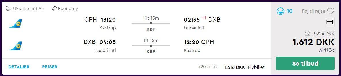 Flybilletter fra København til Dubai