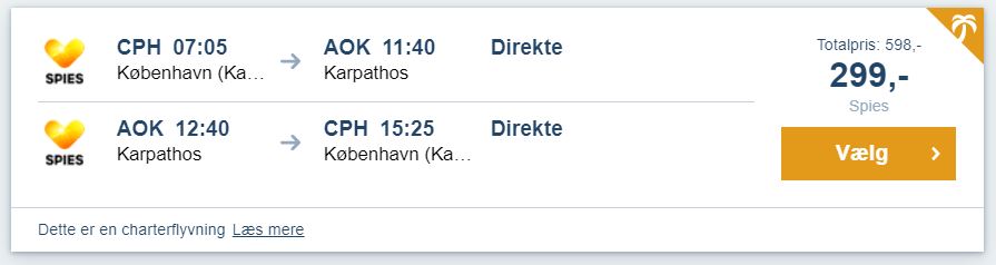 Flybilletter fra København til Karpathos i Grækenland