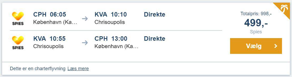 Flybilletter fra København til Kavala i Grækenland