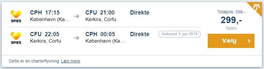 Flybilletter fra København til Korfu i Grækenland