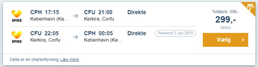 Flybilletter fra København til Korfu i Grækenland